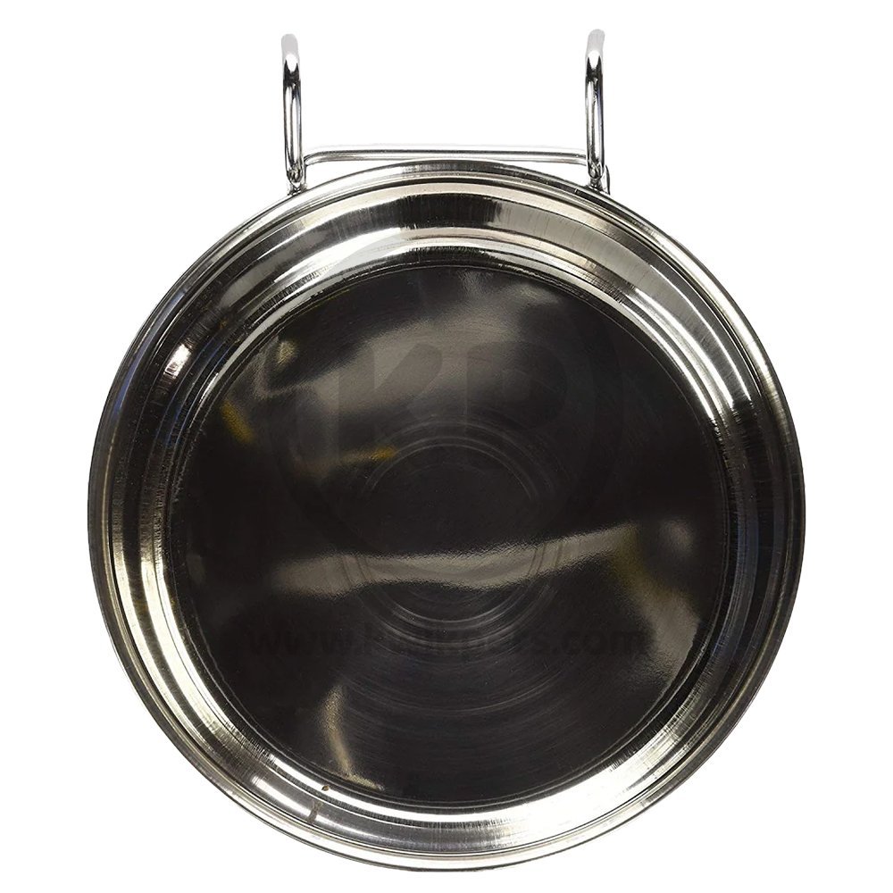 Back of Ethical Pet Spot Stainless Steel Bird Coop Cup with Wire Hanger 30-oz