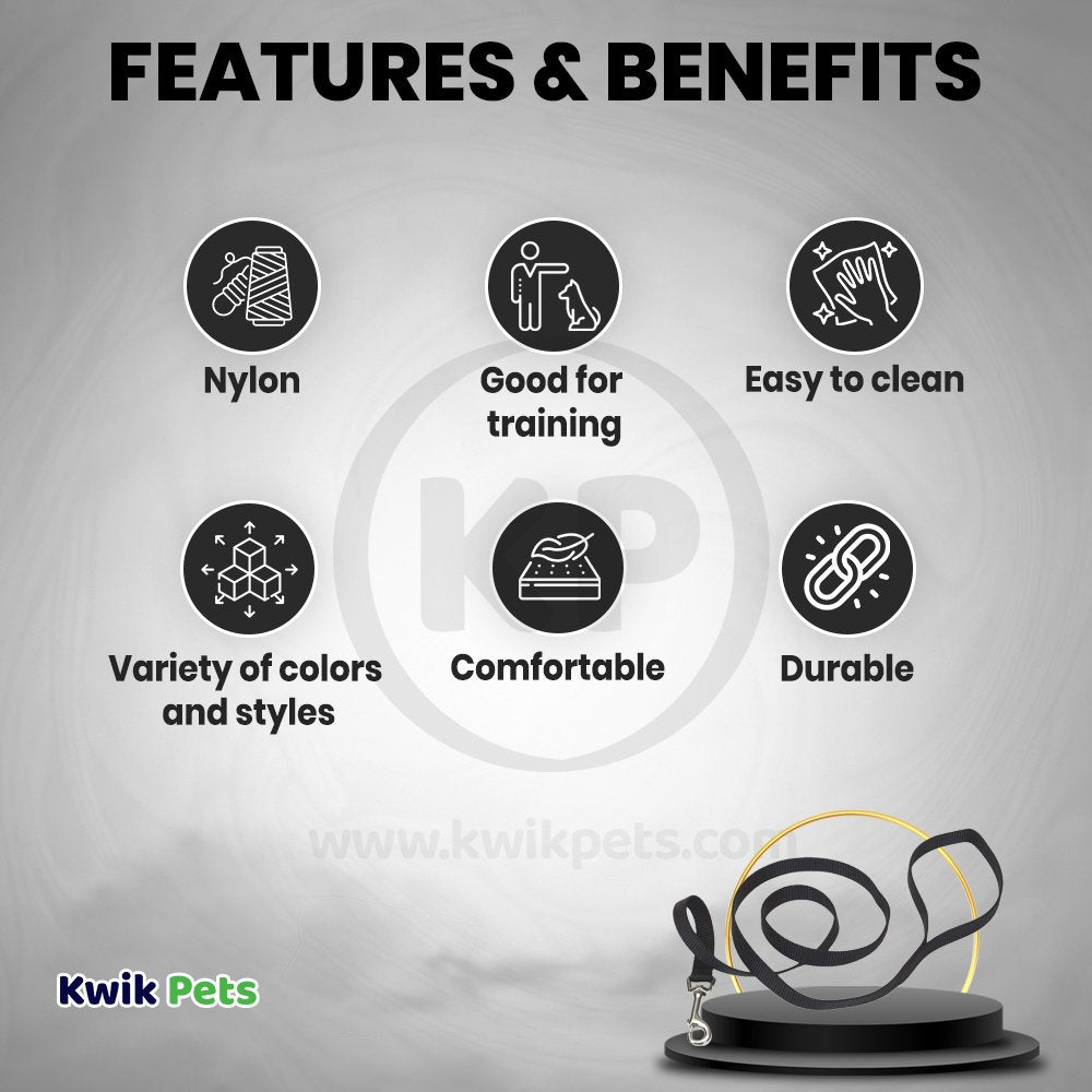 Features and Benefits of Coastal Single-Ply Nylon Dog Leash Black 3/8 in X 6 ft