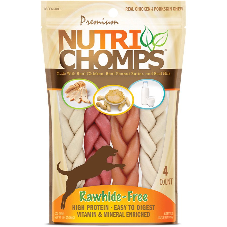 Scott Pet Premium Nutri Chomps Braid Dog Treats Assorted Flavor Braids 4 Count 6-in, Kwik Pets