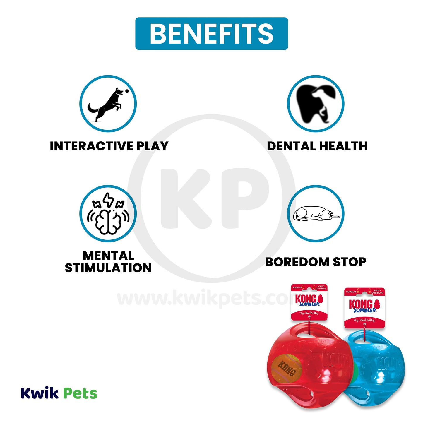 KONG Jumbler Dog Toy Ball Assorted Medium/Large, Kwik Pets
