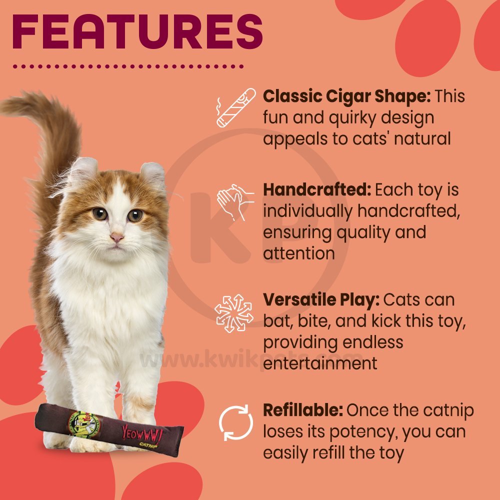Features of Yeowww! Cigars Catnip Cat Toy Brown 7-in