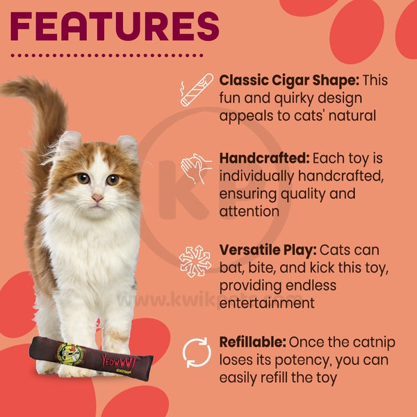 Features of Yeowww! Cigars Catnip Cat Toy Brown 7-in