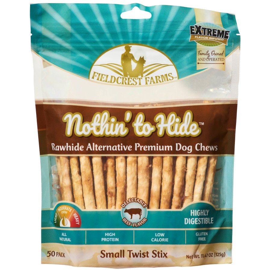 Fieldcrest Farms Nothin' To Hide Small Twist Stix Dog Treat Beef 50 Count 11.47-oz, Kwik Pets