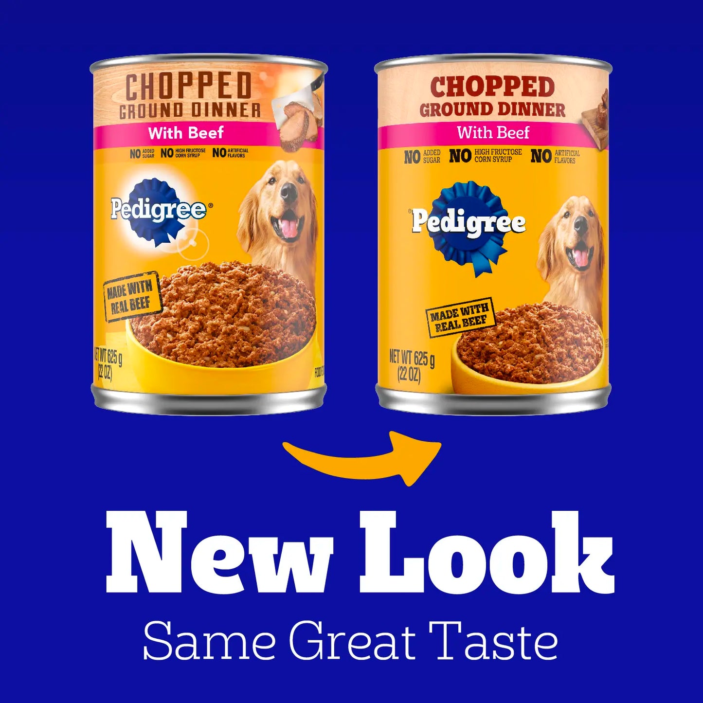 New Look of Pedigree Chopped Ground Dinner Adult Wet Dog Food Beef 22-oz