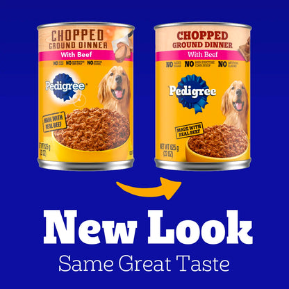 New Look of Pedigree Chopped Ground Dinner Adult Wet Dog Food Beef 22-oz