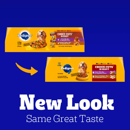 New Look of Pedigree Homestyle Meals Adult Wet Dog Food Variety Pack Prime Rib & Roasted Chicken 12 