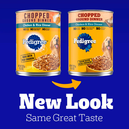 New Look of Pedigree Chopped Ground Dinner Adult Wet Dog Food Chicken & Rice 13.2-oz