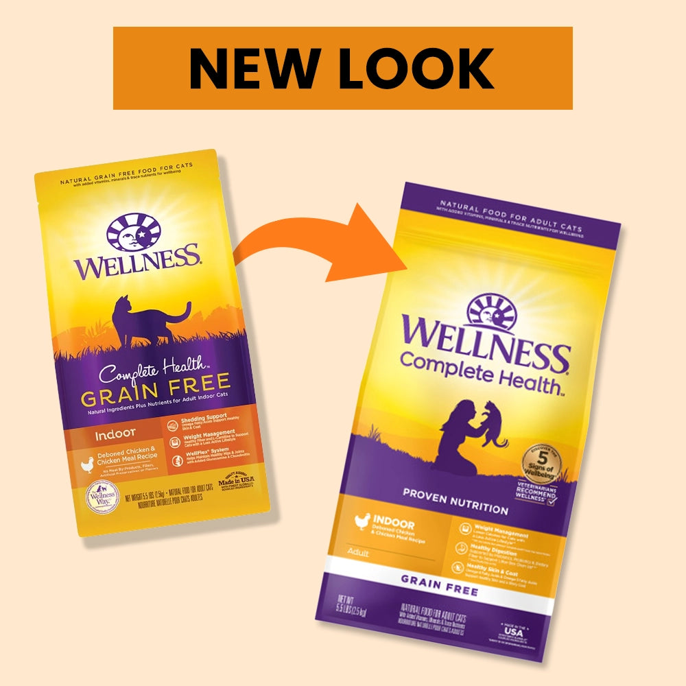 New Look of Wellness Complete Health Grain-Free Indoor Adult Dry Cat Food Deboned Chicken & Chicken Meal Recipe 5.5-lb