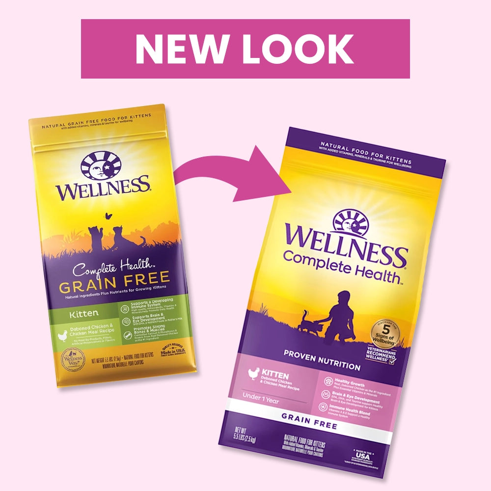 New Look of Wellness Complete Health Grain-Free Kitten Dry Cat Food Deboned Chicken & Chicken Meal Recipe 5.5-lb