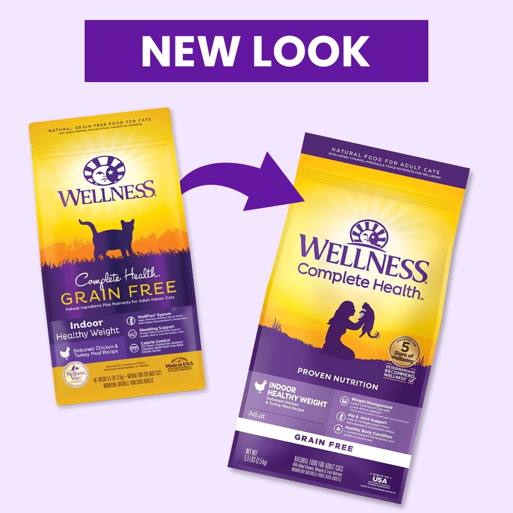 New Look of Wellness Complete Health Grain-Free Indoor Healthy Weight Adult Dry Cat Food Deboned Chicken & Turkey Meal Recipe 5.5-lb