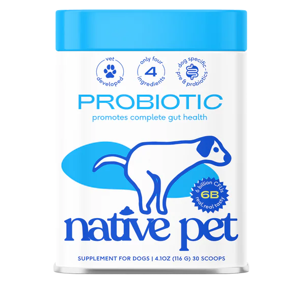 Native Pet Probiotic Vet-Formulated Powder Digestive Supplement for Dogs 4.1-oz