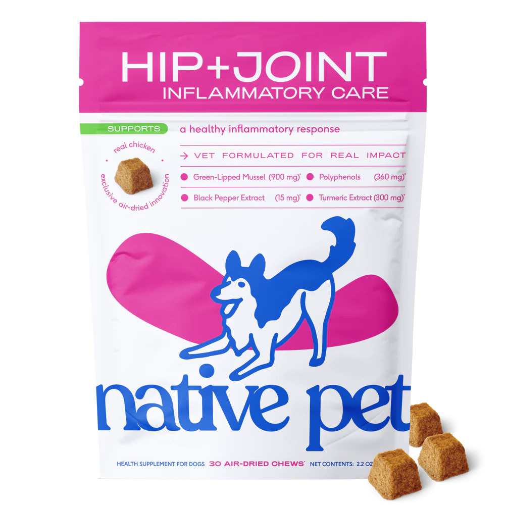 Native Pet Hip & Joint Inflammatory Care Chews Supplement for Dogs 30 Count, Kwik Pets