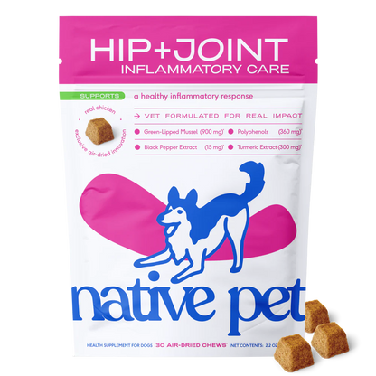 Native Pet Hip & Joint Inflammatory Care Chews Supplement for Dogs 30 Count, Kwik Pets