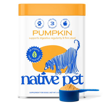 Native Pet Organic Pumpkin Fiber Powder Digestive Supplement for Dogs 8-oz, Kwik Pets