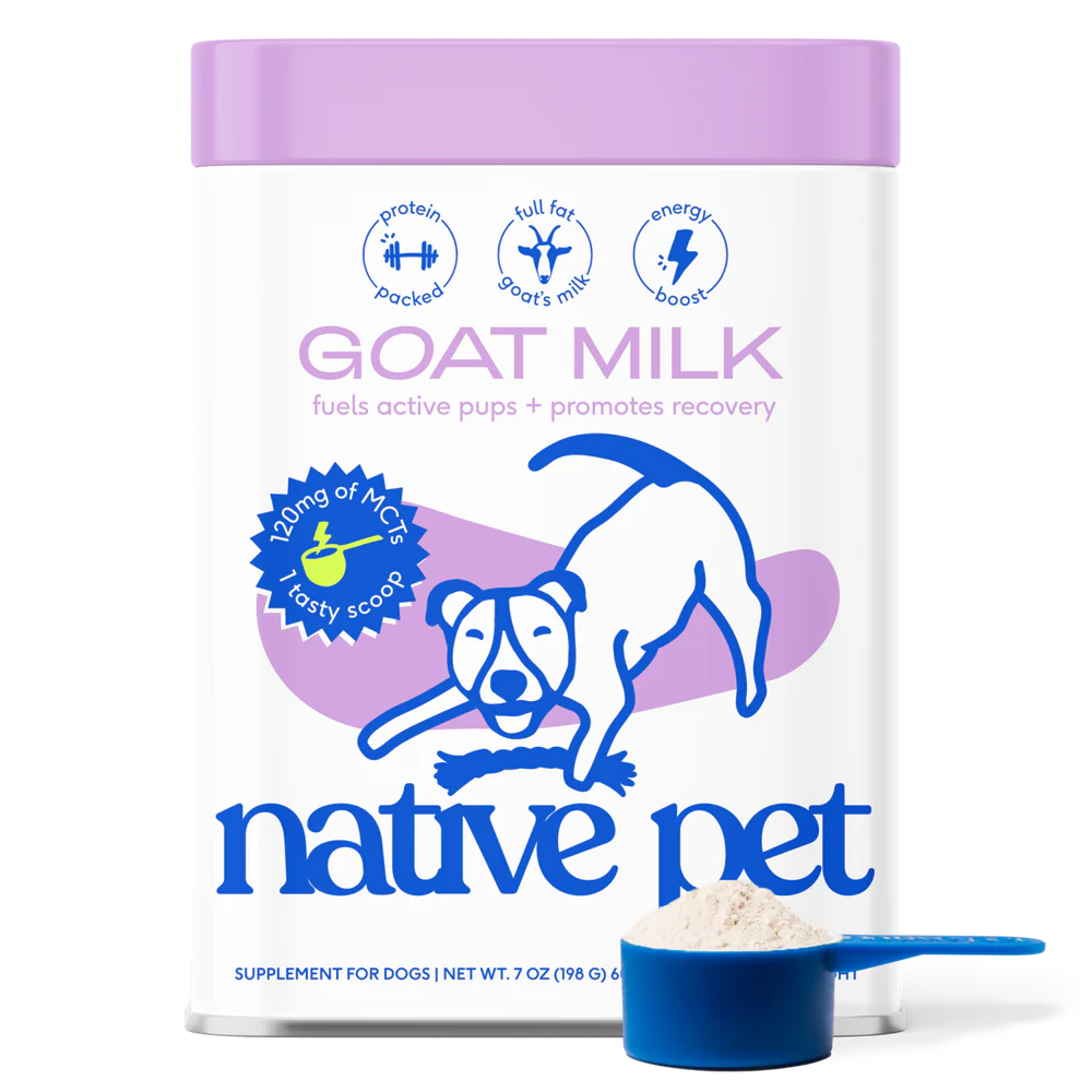 Native Pet Goat Milk Powder Recovery & Energy Support for Active Dogs 7-oz, Kwik Pets