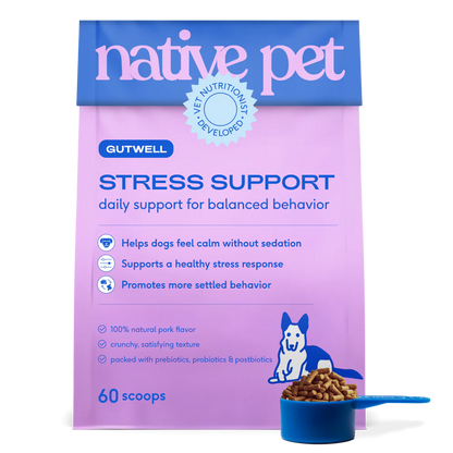 Native Pet GutWell Stress Support Anxiety Relief & Calming Supplement for Dogs 12.7-oz, Kwik Pets