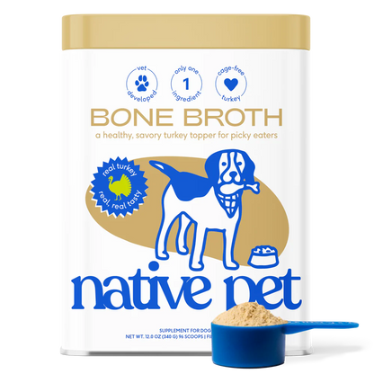 Native Pet Organic Turkey Bone Broth Powder Grain-Free Dog Food Topper 12-oz, Kwik Pets