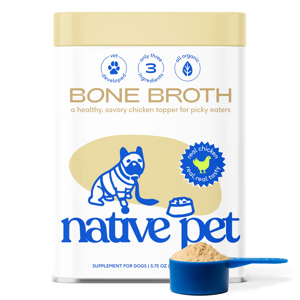Native Pet Organic Chicken Bone Broth Powder Grain-Free Dog Food Topper 5.75-oz, Kwik Pets