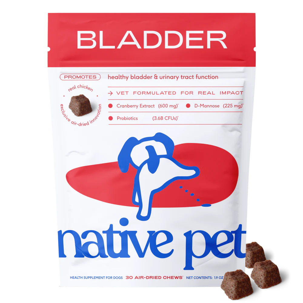 Native Pet Cranberry Bladder Chews Kidney & Urinary Supplement for Dogs 30 Count, Kwik Pets