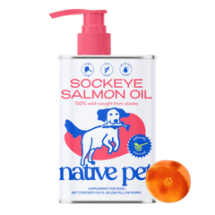 Native Pet Sockeye Salmon Wild-Caught Alaskan Oil Skin Heart Joint Health Liquid Supplement for Dogs 8-oz