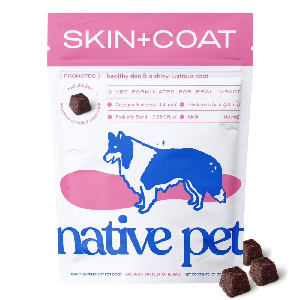 Native Pet Skin & Coat Chews Supplement for Dogs 30 Count, Kwik Pets
