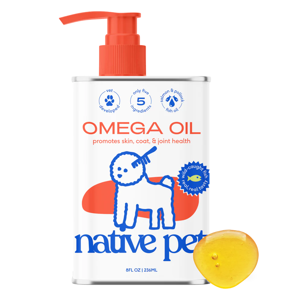 Native Pet Omega-3 Fish Oil & Alaskan Salmon Oil Skin & Coat Health Supplement for Dogs 8-oz, Kwik Pets