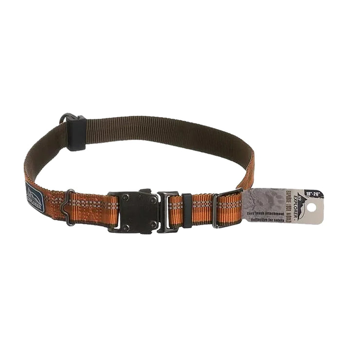 Coastal K9 Explorer Reflective Adjustable Dog Collar, Campfire Orange 1 in X 12-18 in
