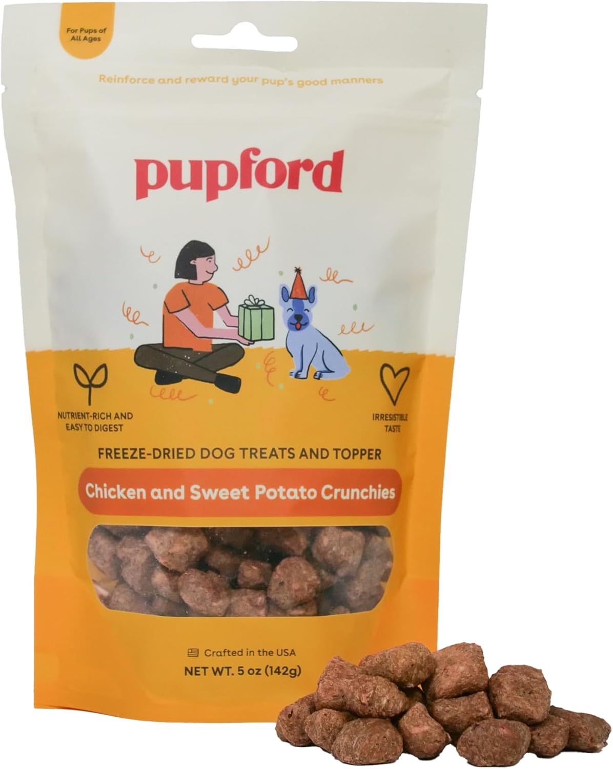 Pupford Freeze-Dried Chicken & Sweet Potato Crunchies Dog Treats 5-oz, Kwik Pets