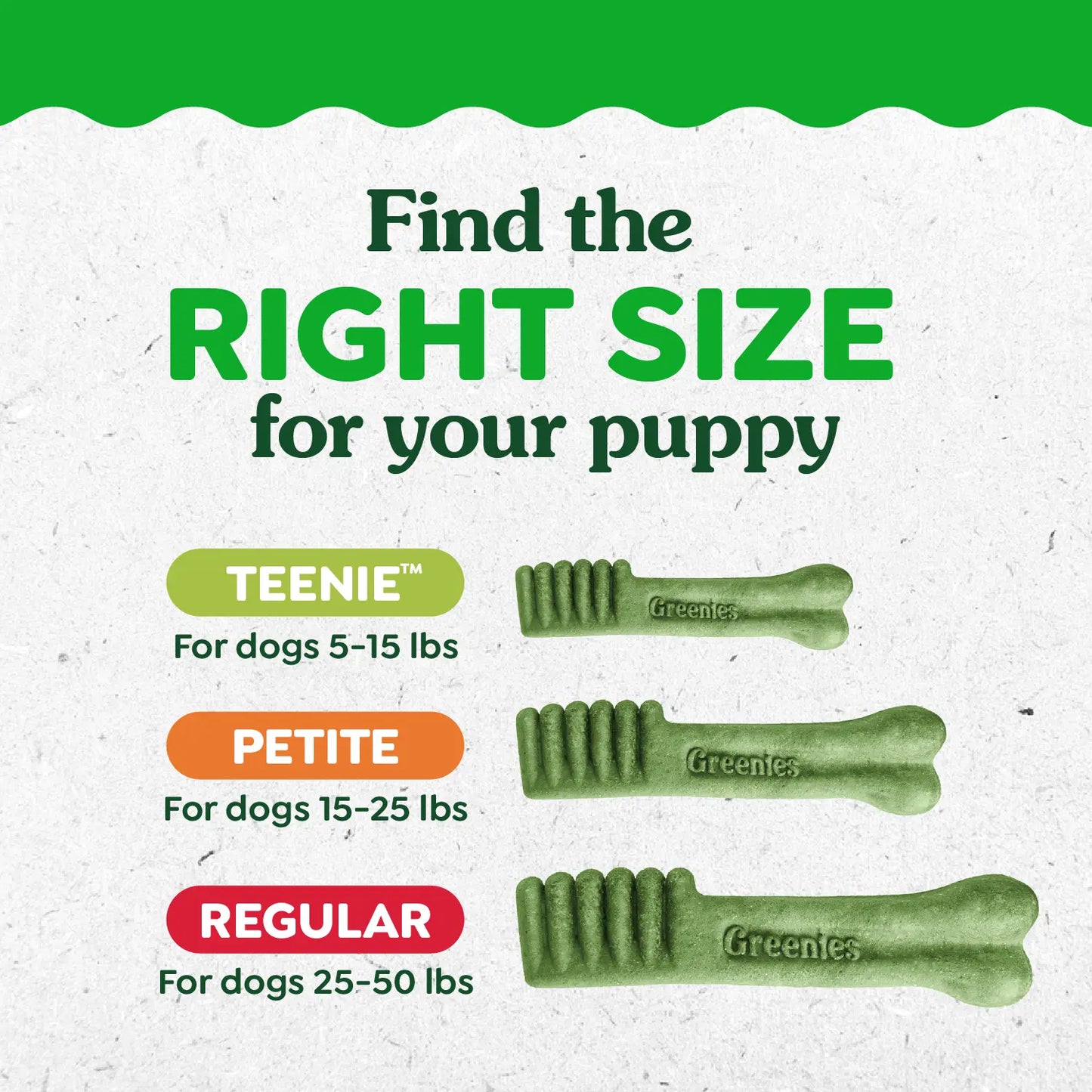 Size of Greenies Puppy Dental Dog Treats Petite 10 Count 6-oz