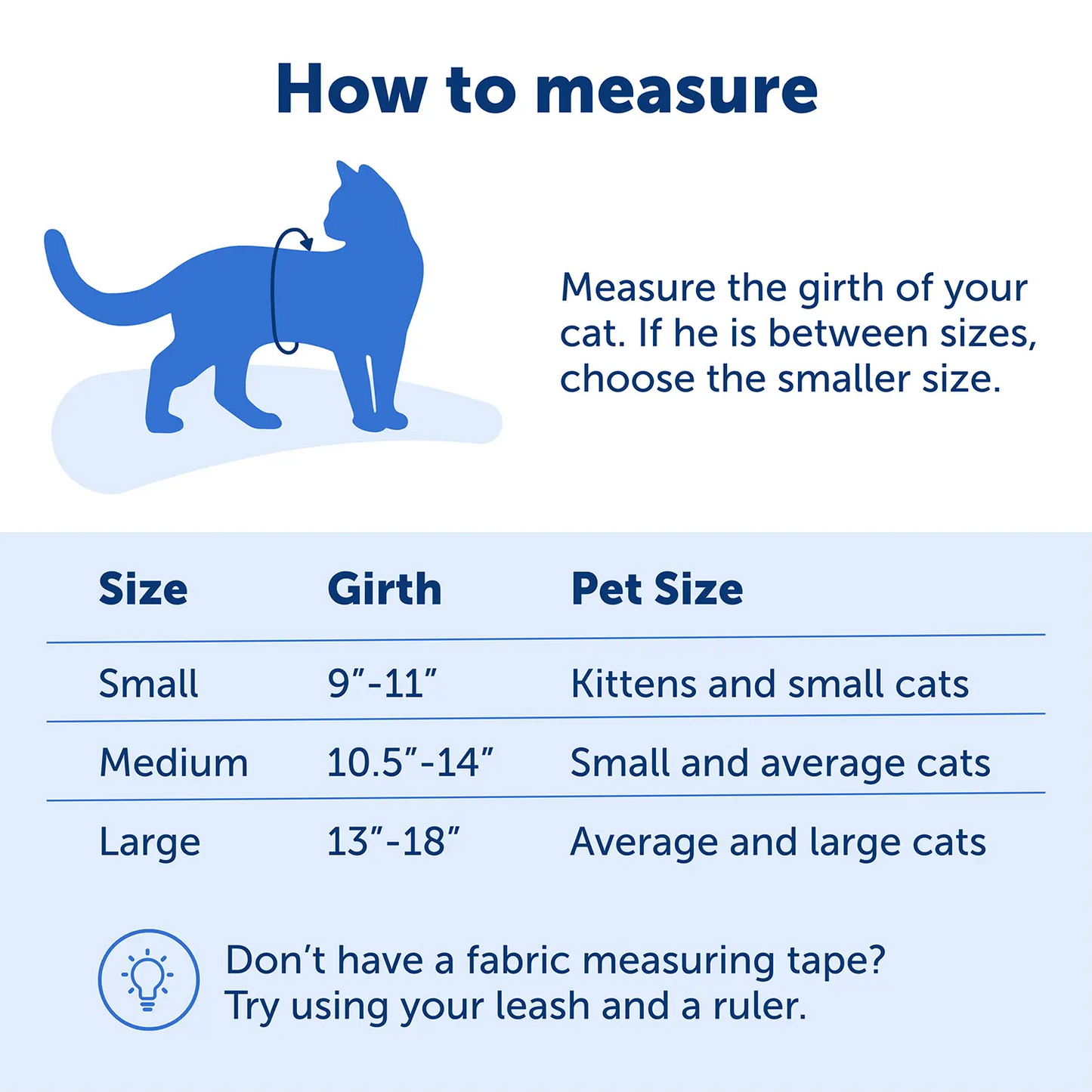 Size Chart of PetSafe Premier Come With Me Kitty Harness & Bungee Leash Combo Red/Cranberry Medium