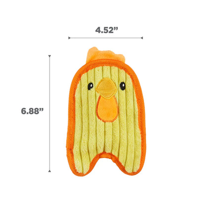 Size of Outward Hound Durablez Chick Squeaky Plush Dog Toy Yellow Extra Small