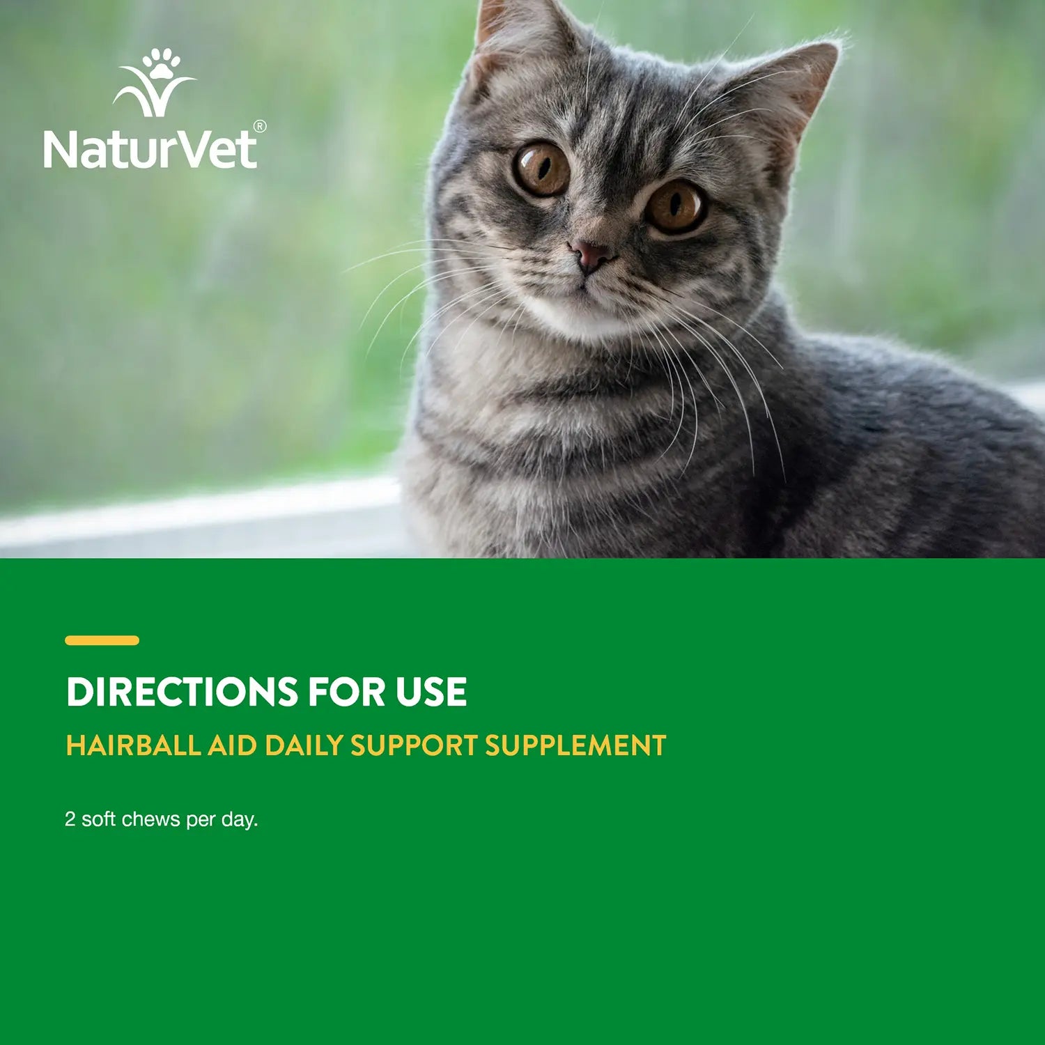 Usages Directions of NaturVet Hairball Aid Plus Pumpkin Soft Chews for Cats 60 Count 3.1-oz