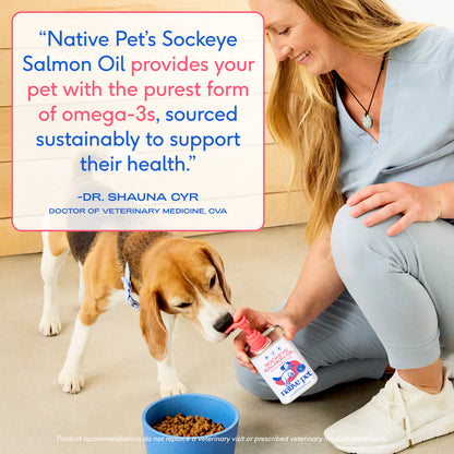 Native Pet Sockeye Salmon Wild-Caught Alaskan Oil Skin Heart Joint Health Liquid Supplement for Dogs 8-oz, Kwik Pets