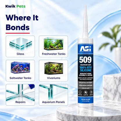 Where it bonds of ASI Black Aquarium Silicone Sealant Cartridge 10.2-oz 10 Pack