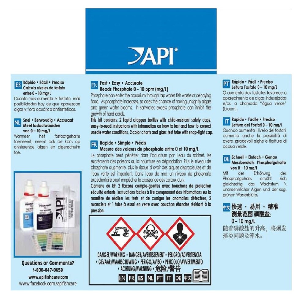 API Phosphate PO4 Freshwater & Saltwater Aquarium Test Kit, 150 count - Kwik Pets