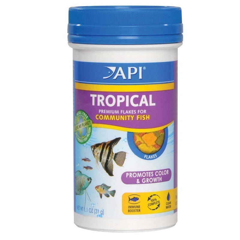 API Tropical Premium Flakes Fish Food, 1.1 oz - Kwik Pets