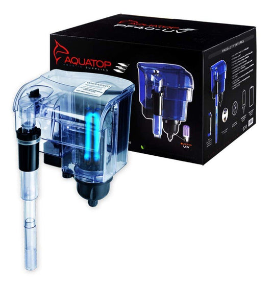 Aquatop Hang on Power Filter PF40-UV with UV Sterilization Translucent Blue - Kwik Pets