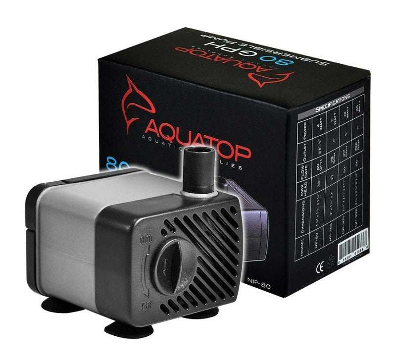 Aquatop NP-80 Aquarium Submersible Water Pump Black, Grey - Kwik Pets