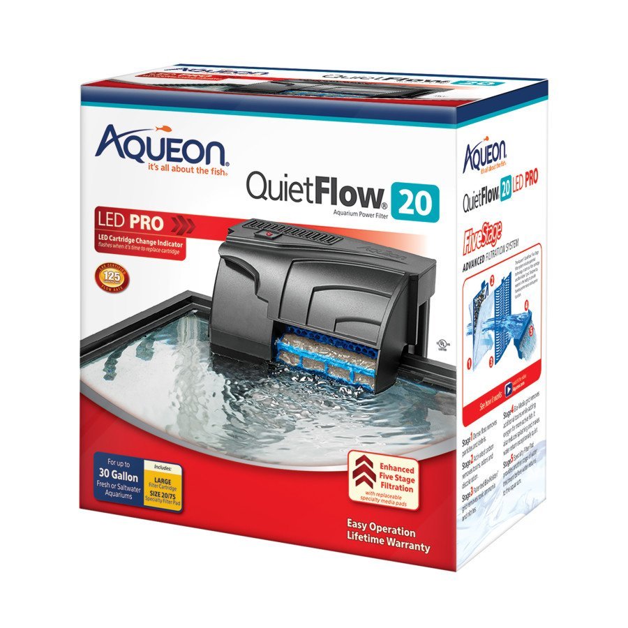 Aqueon QuietFlow 20 LED Pro Aquarium Power Filter 20-30gal - Kwik Pets