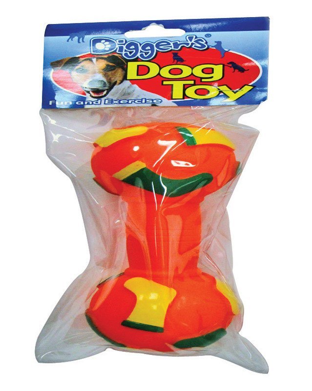 Boss Pet Digger's Multicolored Vinyl Dumbell Chew Dog Toy Large 1 pk - Kwik Pets