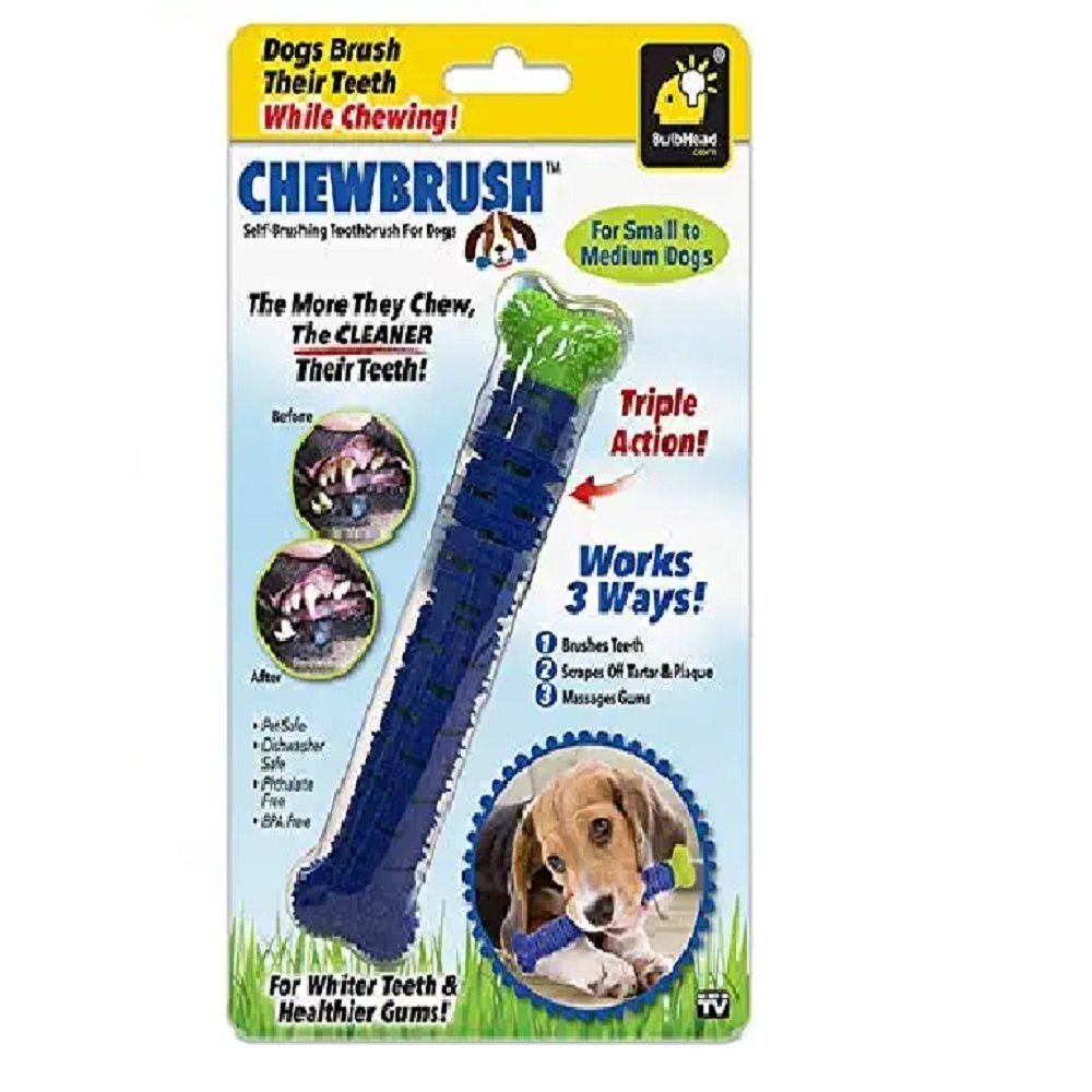 Bulbhead Chewbrush Blue Dog Self Brushing Toothbrush - Kwik Pets
