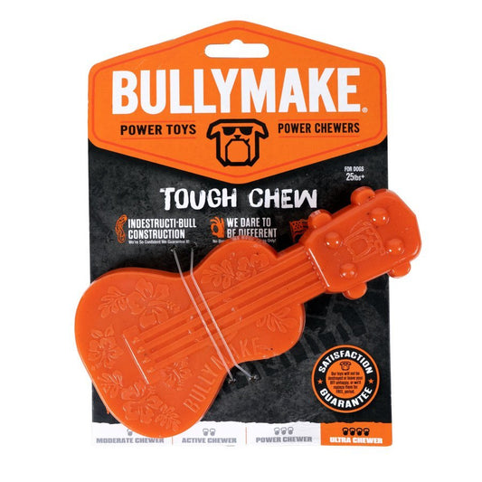 BullyMake Toss n' Treat Flavored Dog Chew Toy Ukelele, Peanut Butter, One Size - Kwik Pets