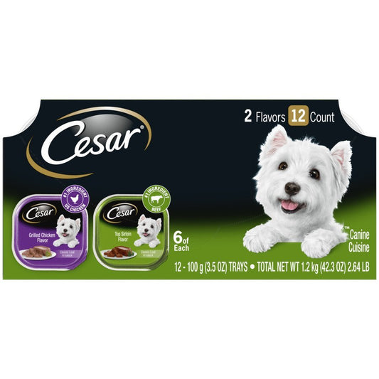 Cesar Classic Loaf in Sauce Adult Wet Dog Food Variety Pack (Grilled Chicken, Top Serloin), 42.3 oz - Kwik Pets