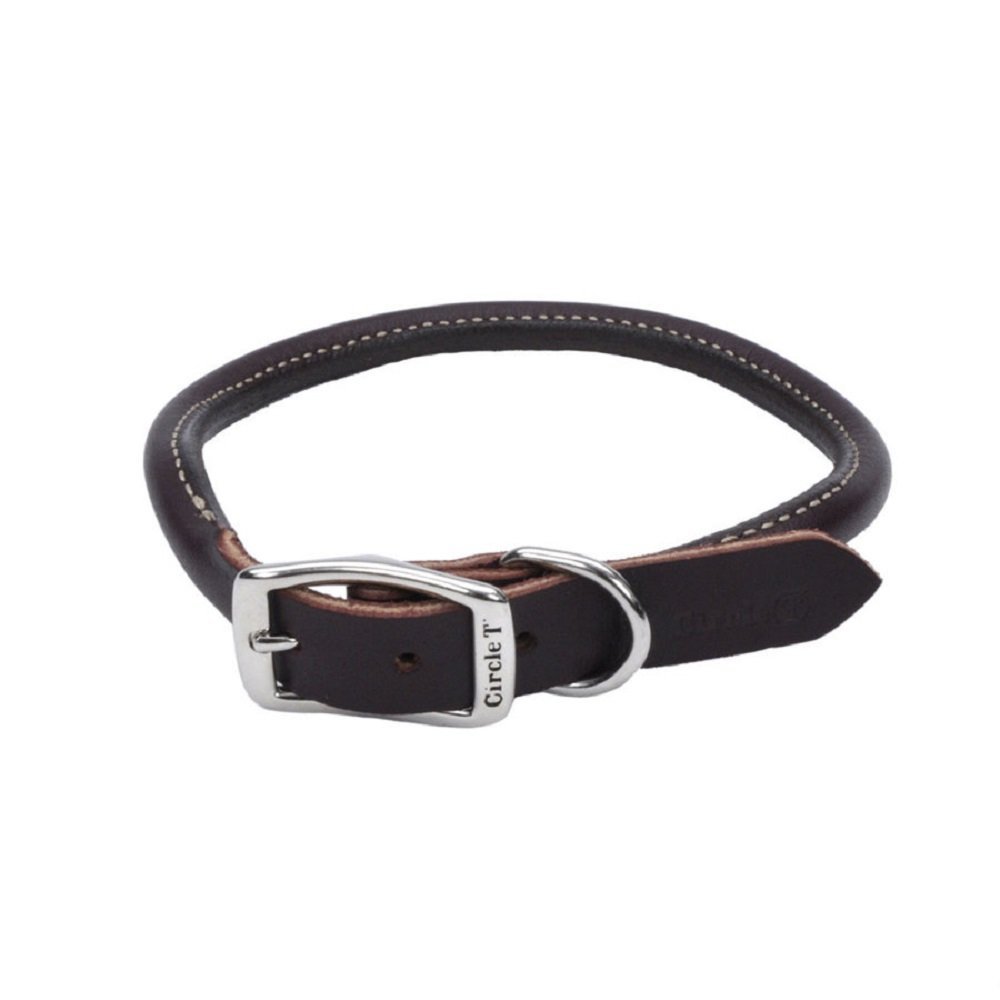 Coastal Circle T Latigo Leather Round Dog Collar 3/4X18in - Kwik Pets