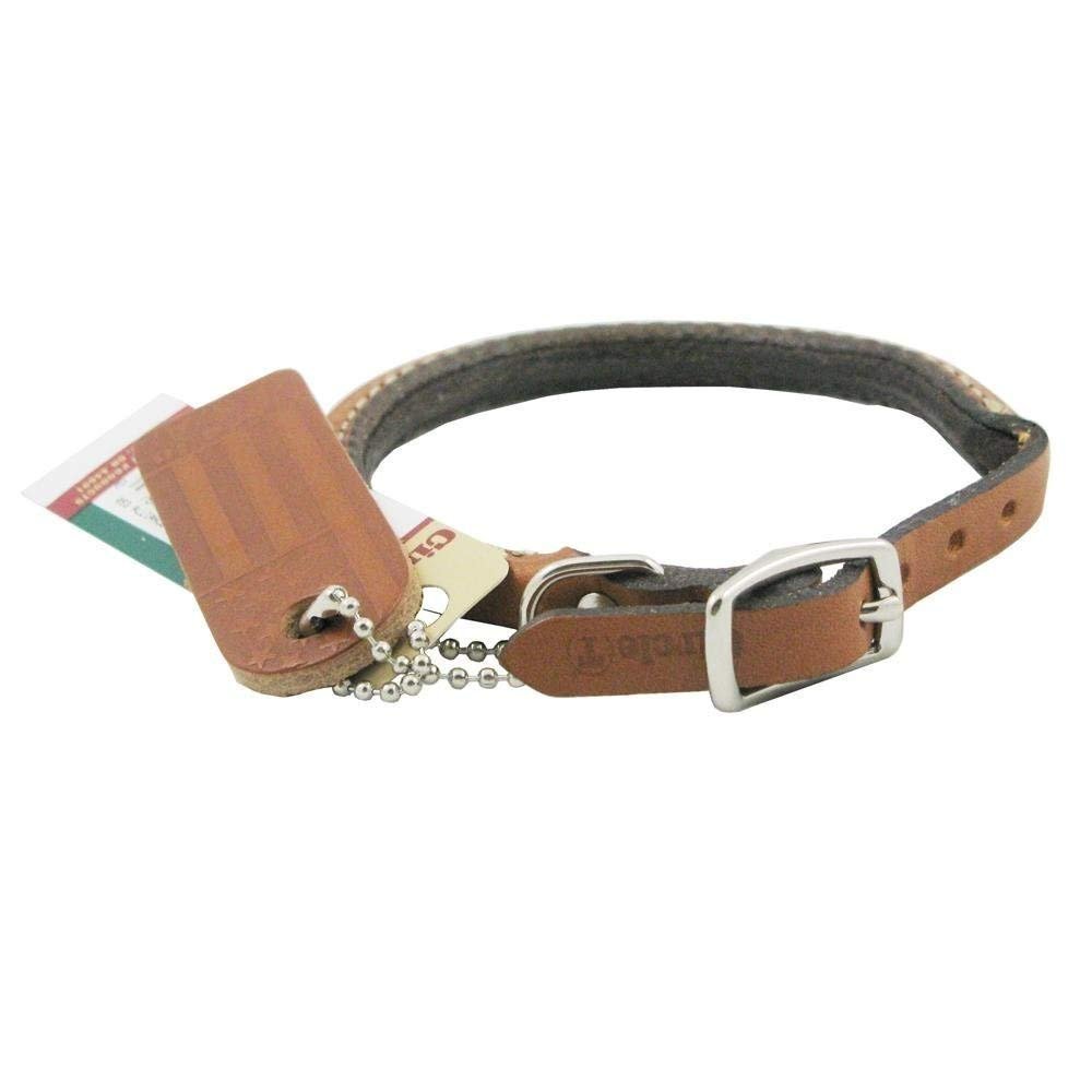 Coastal Circle T Oak Tanned Leather Round Dog Collar Tan 3/8X12in - Kwik Pets