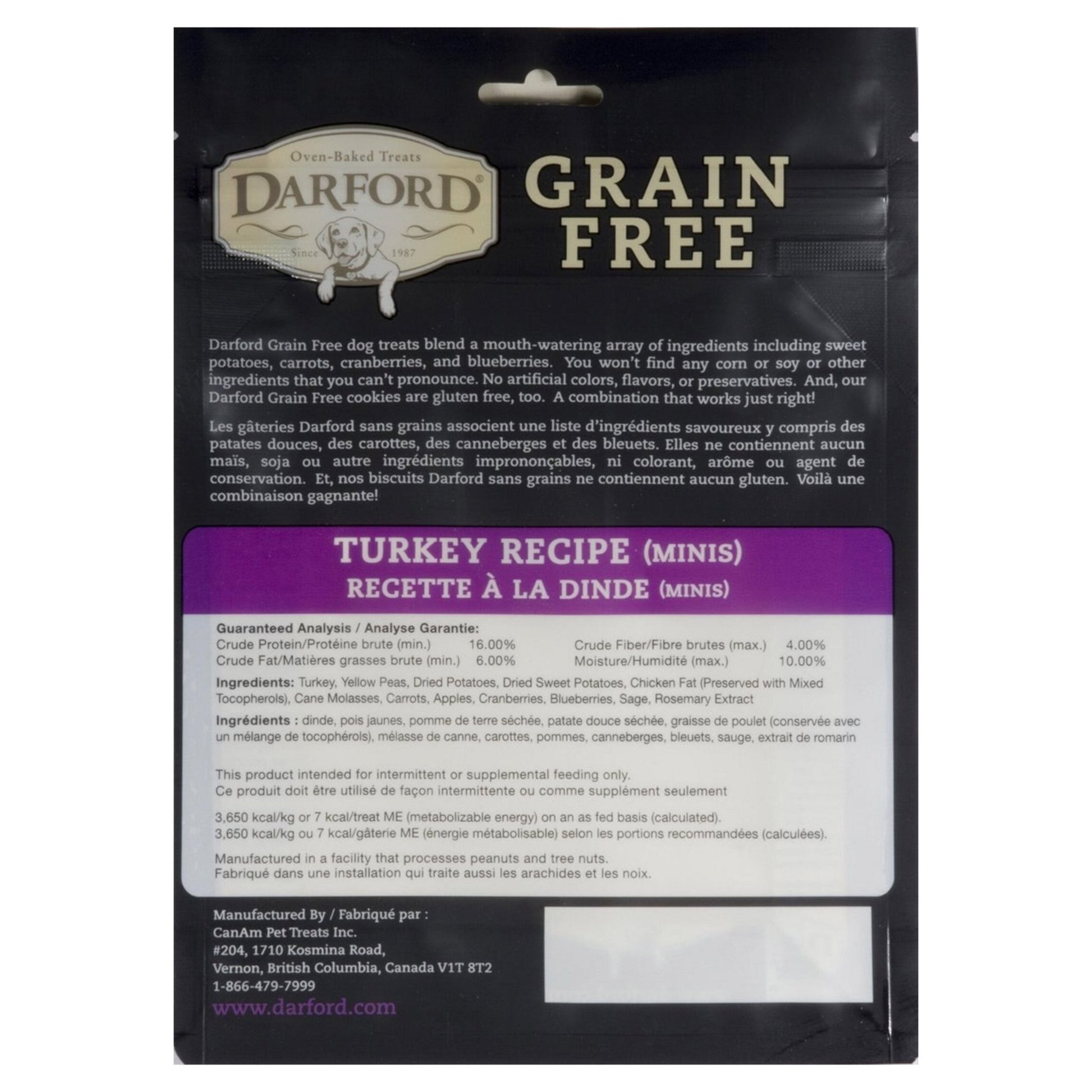 Darford Grain Free Dog Biscuits Turkey Recipe Mini, Turkey, 12 oz - Kwik Pets