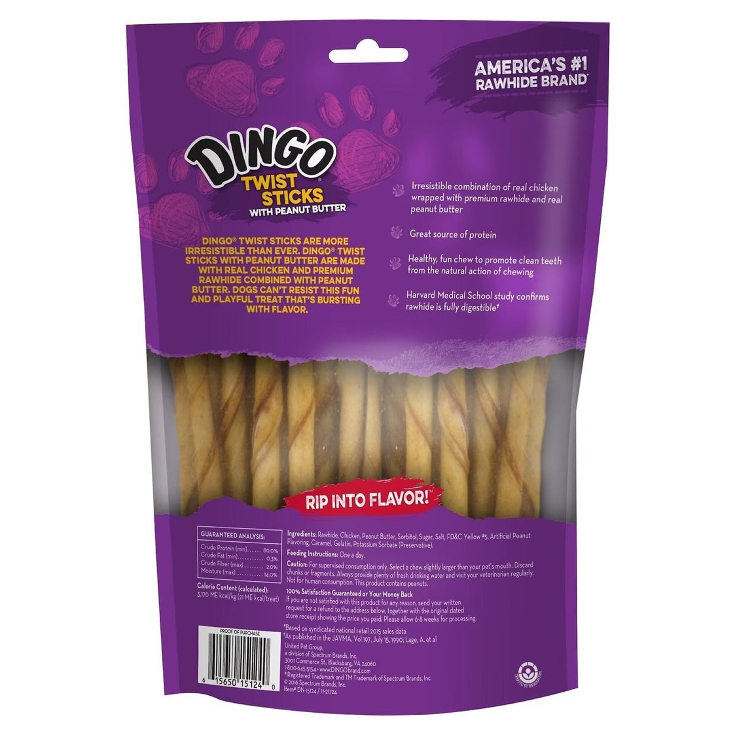 Dingo Peanut Butter Treats For Dog 4.4oz, 25ct - Kwik Pets