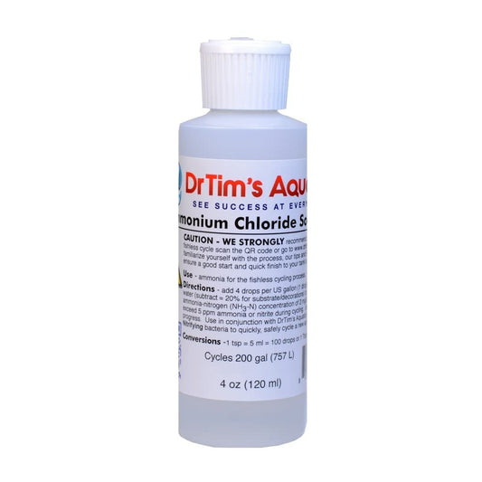 DrTim's Aquatics Ammonium Chloride for fishless cycling 4oz for 2,500 gallons - Kwik Pets