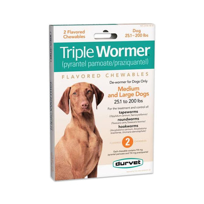 Durvet Triple Wormer Med & Lrg Dogs 2ct - Kwik Pets