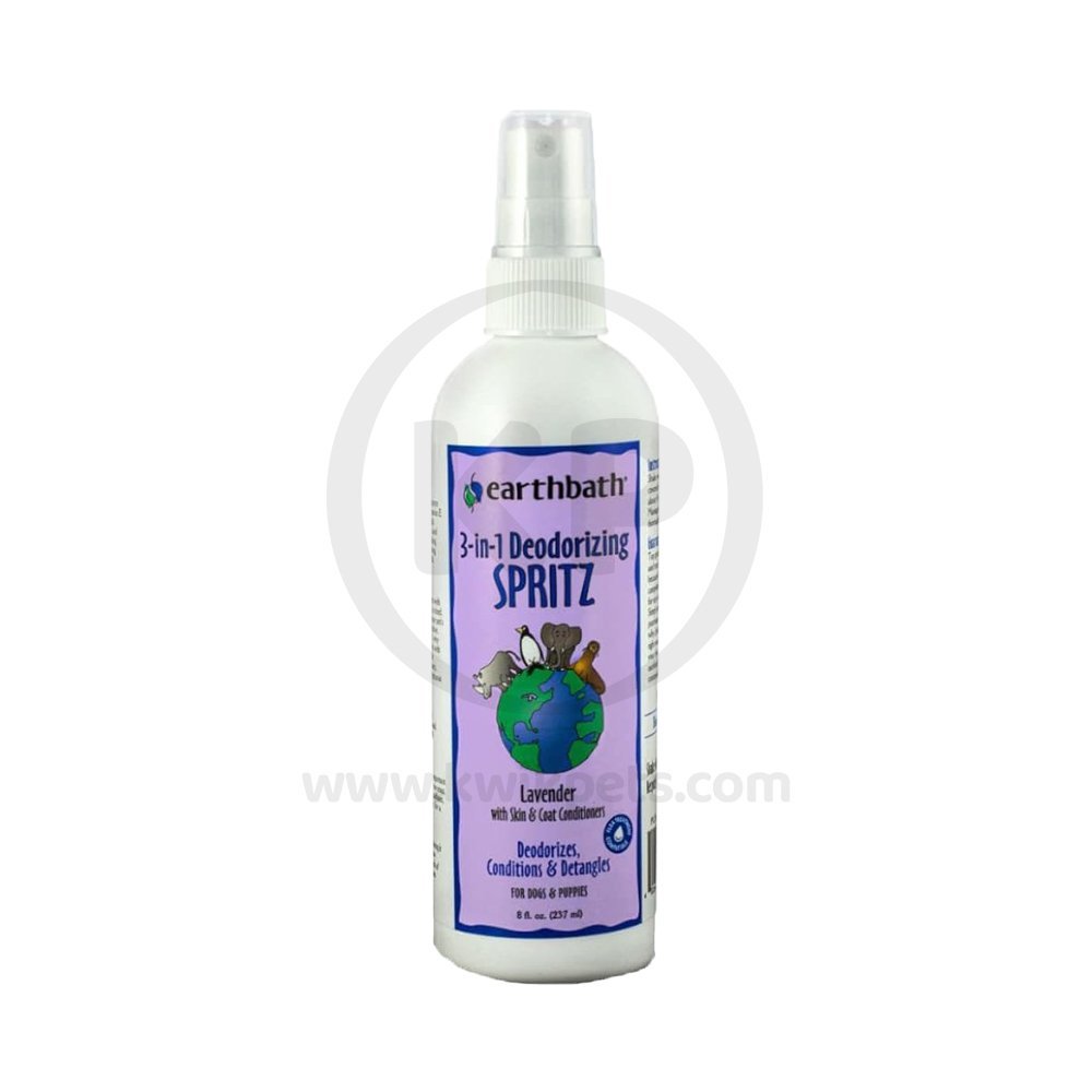earthbath® 3-IN-1 Deodorizing Spritz, Lavender with Skin & Coat Conditioners, Made in USA, 8 oz pump spray - Kwik Pets